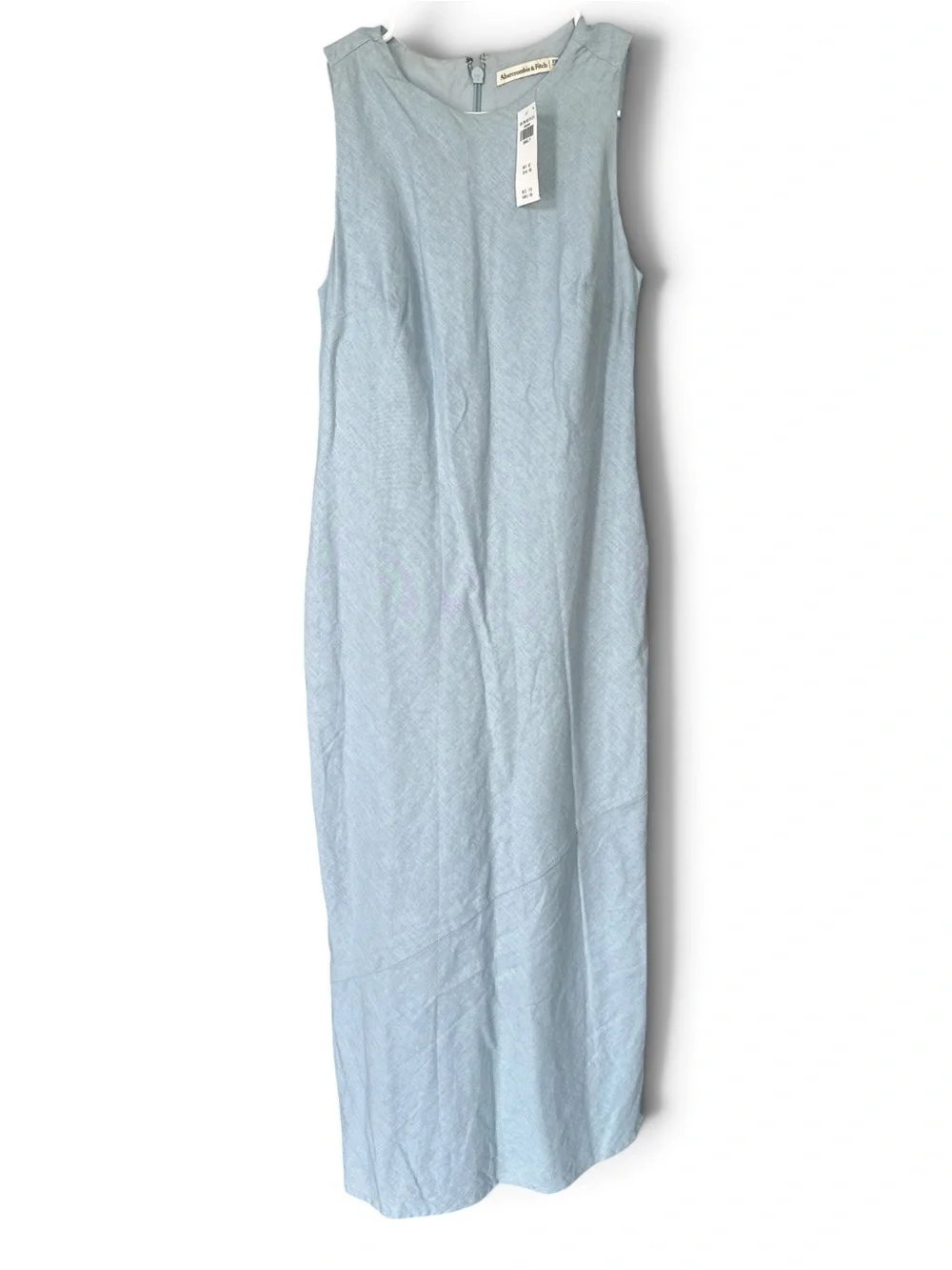 NWT Abercrombie & Fitch light blue linen-blend sleeveless maxi dress